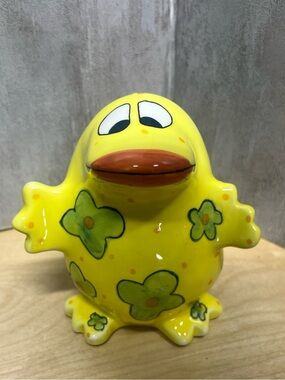 Vintage Signed Ceramic Pati Ganz Quackers Duck Toothbrush Holder Rare *FLAW*